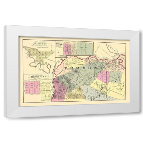 Fremont California Landowner - Thompson 1876 White Modern Wood Framed Art Print by Thompson