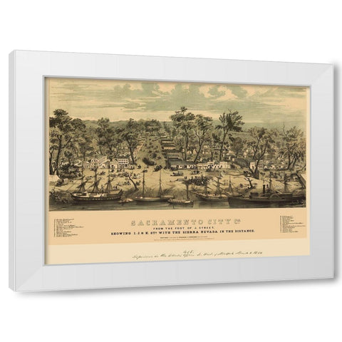 Sacramento California - Stringer 1850 White Modern Wood Framed Art Print by Stringer