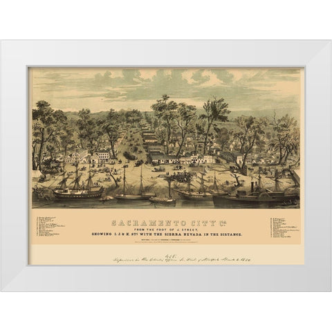 Sacramento California - Stringer 1850 White Modern Wood Framed Art Print by Stringer