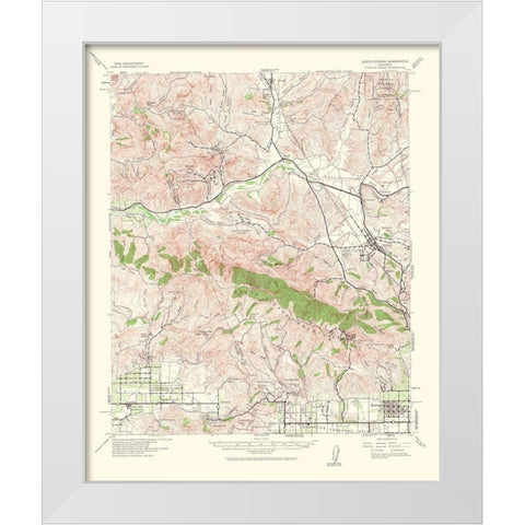 Santa Susana California Quad - USGS 1964 White Modern Wood Framed Art Print by USGS