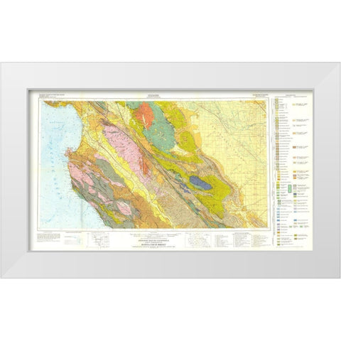 Santa Cruz Sheet California Mines - Jennings 1955 White Modern Wood Framed Art Print by Jennings