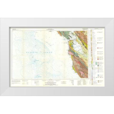 San Francisco Sheet California Mines White Modern Wood Framed Art Print by Jennings