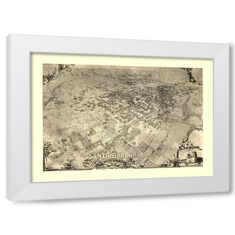 Santa Barbara California -1896 White Modern Wood Framed Art Print by Unknown