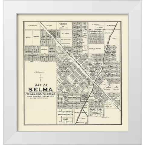 Selma California Landowner - Thomas 1892 White Modern Wood Framed Art Print by Thomas