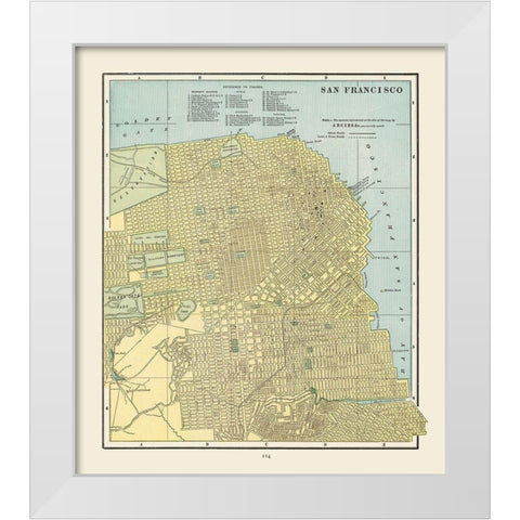 San Francisco California - Cram 1892 White Modern Wood Framed Art Print by Cram