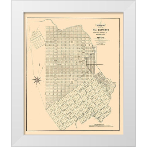 San Francisco California - Eddy 1849  White Modern Wood Framed Art Print by Eddy