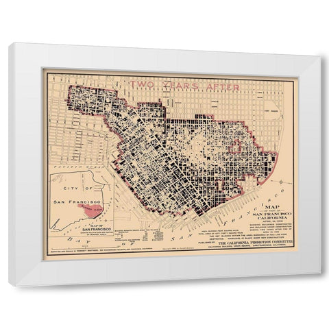 San Francisco California - Punnett 1908  White Modern Wood Framed Art Print by Punnett