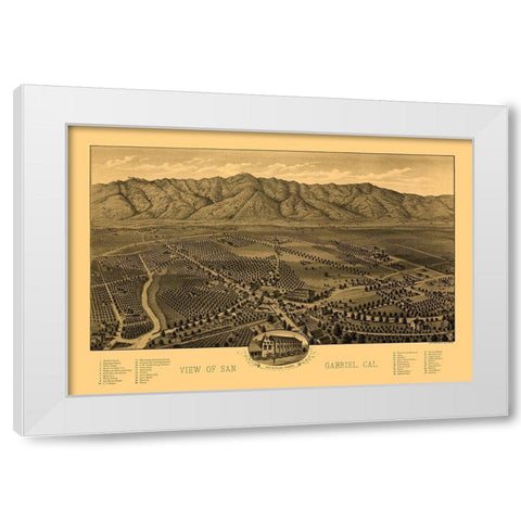 San Gabriel California - Morse 1893  White Modern Wood Framed Art Print by Morse
