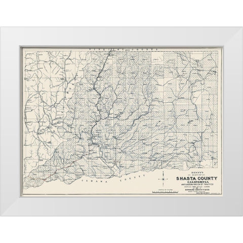 Shasta California - Denny 1904 White Modern Wood Framed Art Print by Denny