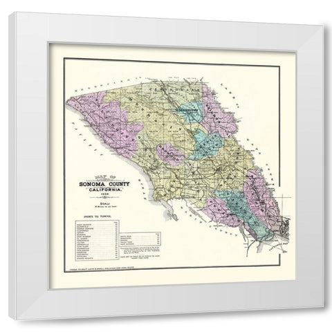 Sonoma California Landowner - Thompson 1877 White Modern Wood Framed Art Print by Thompson