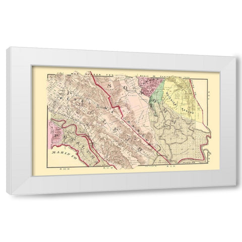 Sonoma  South California Landowner - Thompson 1877 White Modern Wood Framed Art Print by Thompson