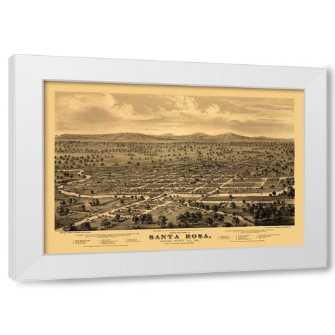 Santa Rosa California - Glover 1876  White Modern Wood Framed Art Print by Glover