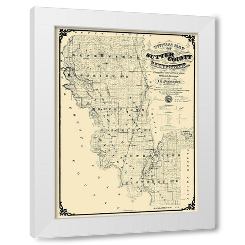 Sutter California Landowner - Pennington 1873 White Modern Wood Framed Art Print by Pennington