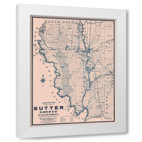 Sutter California - Denny 1913 White Modern Wood Framed Art Print by Denny