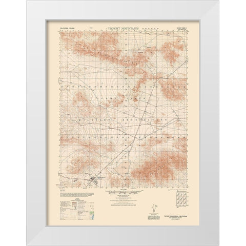 Tiefort Mountains Sheet - US Army 1948 White Modern Wood Framed Art Print by US Army