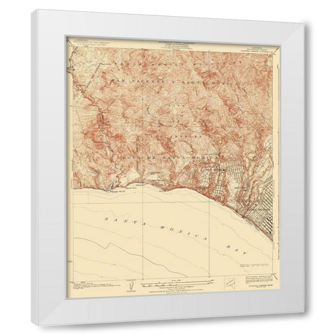 Topanga Canyon California Quad - USGS 1928 White Modern Wood Framed Art Print by USGS