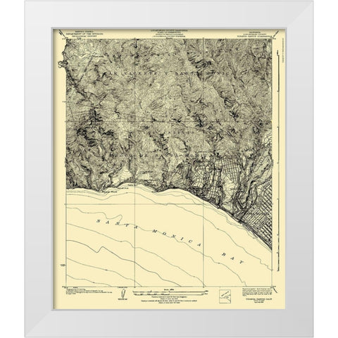 Topanga Canyon California Quad - USGS 1926 White Modern Wood Framed Art Print by USGS
