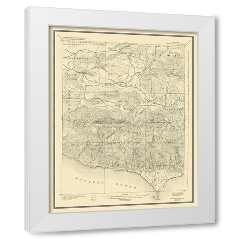 Triunfo Pass California Quad - USGS 1921 White Modern Wood Framed Art Print by USGS