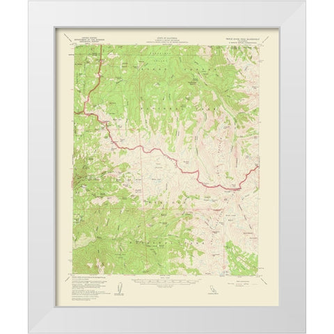 Triple Divide Peak California Quad - USGS 1956 White Modern Wood Framed Art Print by USGS