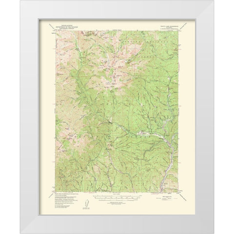 Trinity Lake California Quad - USGS 1956 White Modern Wood Framed Art Print by USGS