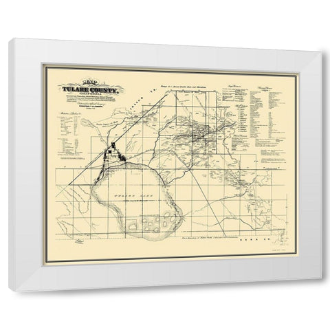 Tulare California Landowner - Chapman 1867 White Modern Wood Framed Art Print by Chapman