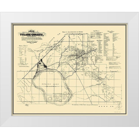 Tulare California Landowner - Chapman 1867 White Modern Wood Framed Art Print by Chapman