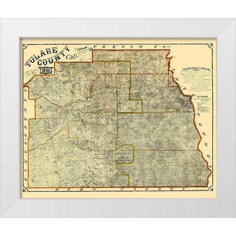 Tulare California Landowner - Britton 1901 White Modern Wood Framed Art Print by Britton