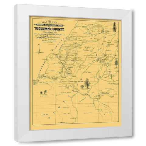 Tuolumne California Landowner - Dart 1878 White Modern Wood Framed Art Print by Dart