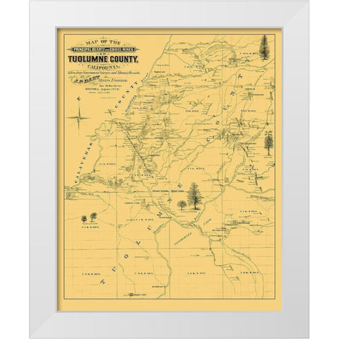 Tuolumne California Landowner - Dart 1878 White Modern Wood Framed Art Print by Dart