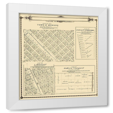 Lindsay, Monson California - Thomas 1892 White Modern Wood Framed Art Print by Thomas