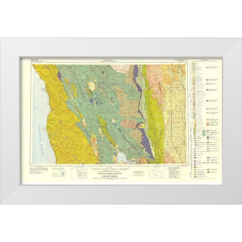 Ukiah Sheet California Mines - Jennings 1957 White Modern Wood Framed Art Print by Jennings