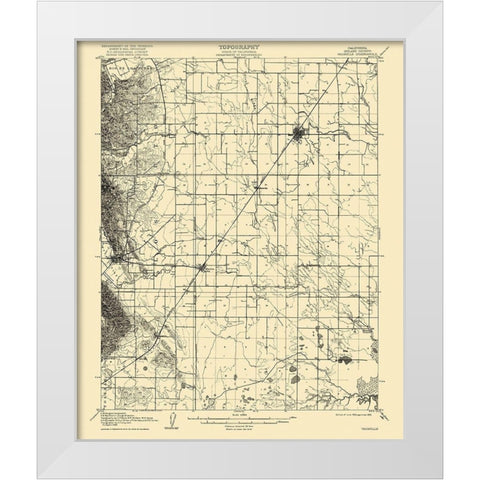 Vacaville California Quad - USGS 1908 White Modern Wood Framed Art Print by USGS