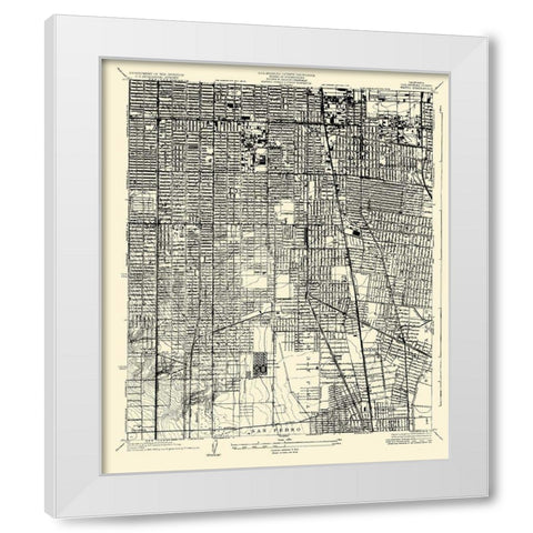 Watts California Quad - USGS 1934 White Modern Wood Framed Art Print by USGS