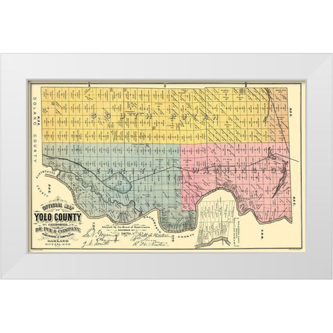 Yolo  East California Landowner - De Pue 1879 White Modern Wood Framed Art Print by De Pue