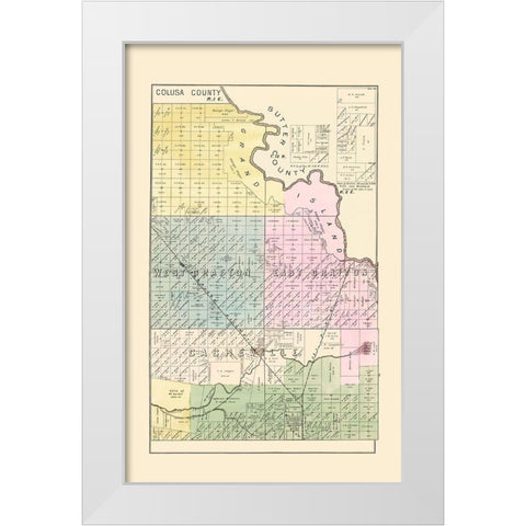 Yolo  Northeast California Landowner - De Pue 1879 White Modern Wood Framed Art Print by De Pue