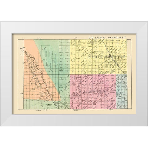 Yolo  Northwest California Landowner - De Pue 1879 White Modern Wood Framed Art Print by De Pue