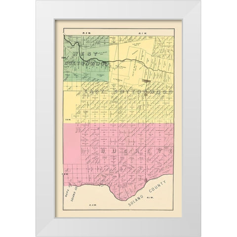 Yolo  Southeast California Landowner - De Pue 1879 White Modern Wood Framed Art Print by De Pue