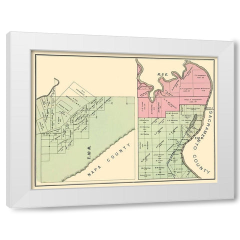 Yolo California Landowner - De Pue 1879 White Modern Wood Framed Art Print by De Pue