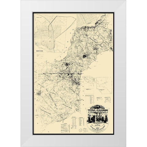 Yuba California Landowner - Doyle 1887 White Modern Wood Framed Art Print by Doyle