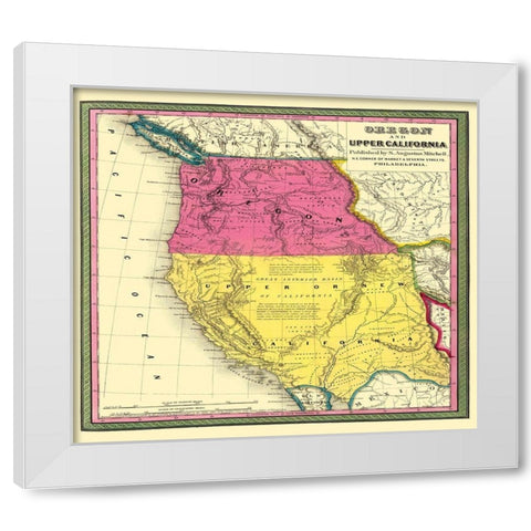 California, Oregon - Mitchell 1846 White Modern Wood Framed Art Print by Mitchell