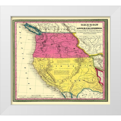 California, Oregon - Mitchell 1846 White Modern Wood Framed Art Print by Mitchell