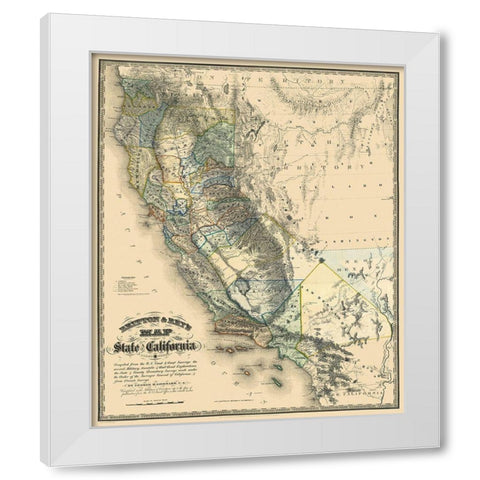 California - Goddard 1857 White Modern Wood Framed Art Print by Goddard