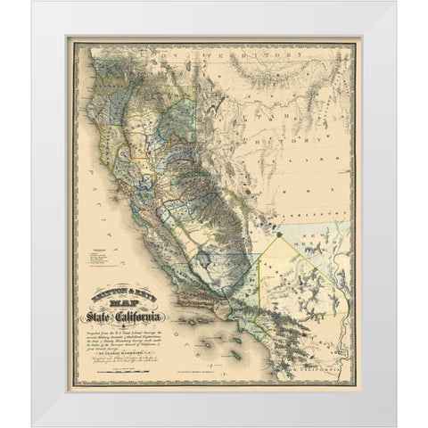California - Goddard 1857 White Modern Wood Framed Art Print by Goddard