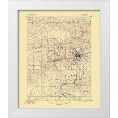 Nevada City California Special - USGS 1895 White Modern Wood Framed Art Print by USGS