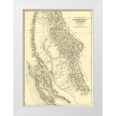 Gold Quicksilver District of California - Ord 1848 White Modern Wood Framed Art Print by Ord