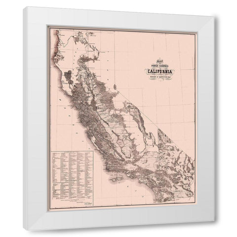 California Public Surveys - Surveyor General 1862 White Modern Wood Framed Art Print by Surveyor General