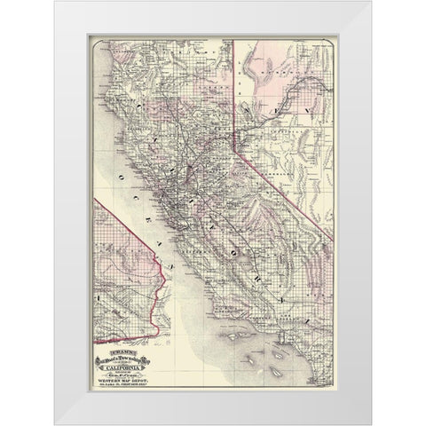 California - Cram 1875 White Modern Wood Framed Art Print by Cram