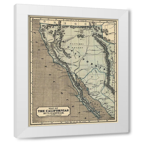 Map of the Californias - Farnham 1845 White Modern Wood Framed Art Print by Farnham