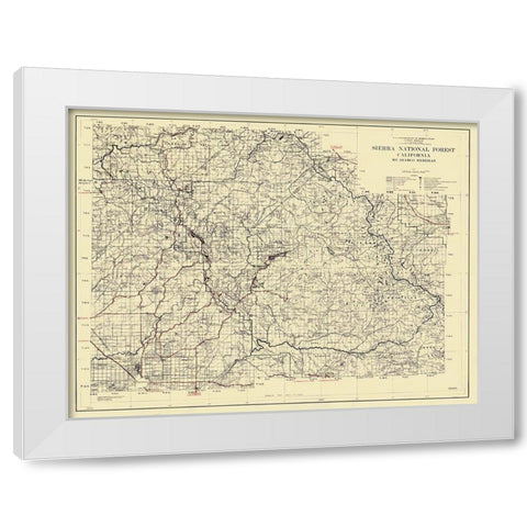 Sierra National Forest, California - USFS 1938 White Modern Wood Framed Art Print by USFS