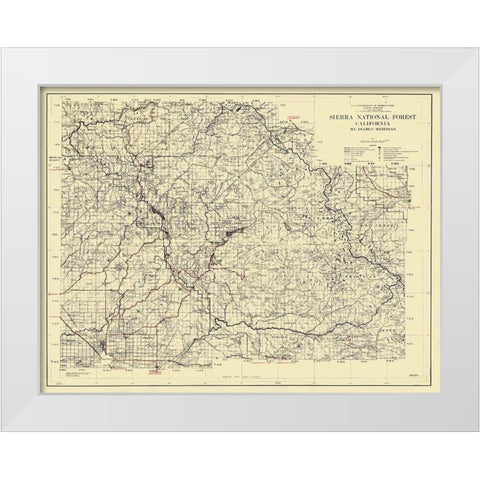 Sierra National Forest, California - USFS 1938 White Modern Wood Framed Art Print by USFS